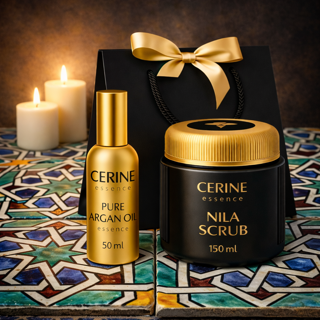 CERINE Essence Cadeauset – Arganolie 50 ml & Nila Scrub 150 ml