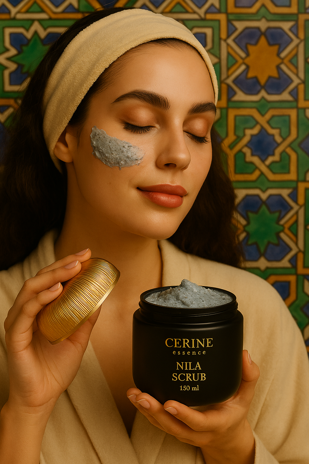CERINE Essence – Nila Gezichtsscrub met Arganolie & Aloë Vera – Verzorgende Peeling – 150 ml